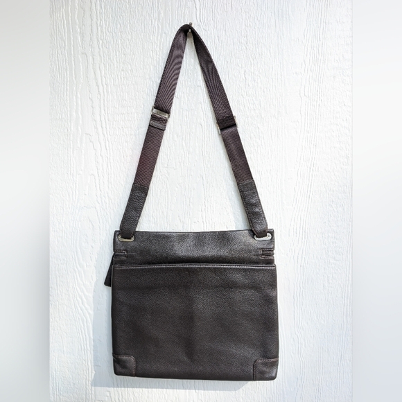 BOSCA Brown Soft Leather Zip Around Briefcase Messenger Bag Adjustable Strap - Picture 4 of 9